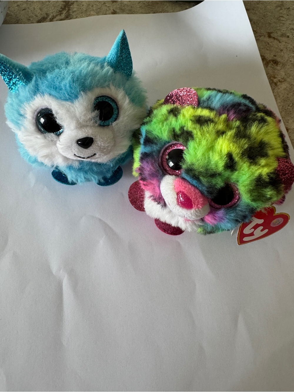 Ty Puffies "Dotty" Rainbow Leopard plush
NWT and "Prince" husky